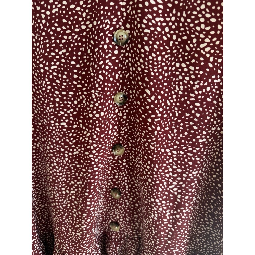 Woman’s Large Lightweight Emory Rose Loose Fit Maroon/White Dress - Picture 5 of 9